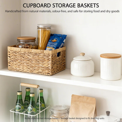 Storage Container, Natural Water Hyacinth Storage Bins Rectangular Basket,Arts and Crafts.