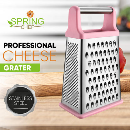 Spring Chef Stainless Steel XL Cheese Grater for Kitchen, Green