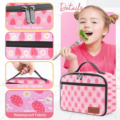 Lunch Box Kids, Lunch Bags for Women Men, Insulated Cooler Reusable Cute Lunch Containers for Boy & Girls, Adults Leak Proof Large Lunch Tote Bags for School, Work, Travel, Picnic Outdoor and Beach