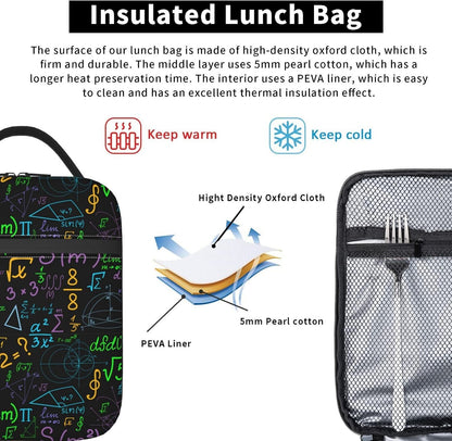 Black Cat Reusable Lunch Box Food Bag Insulated Lunch Bag for Teenage Boys Girls School Beach