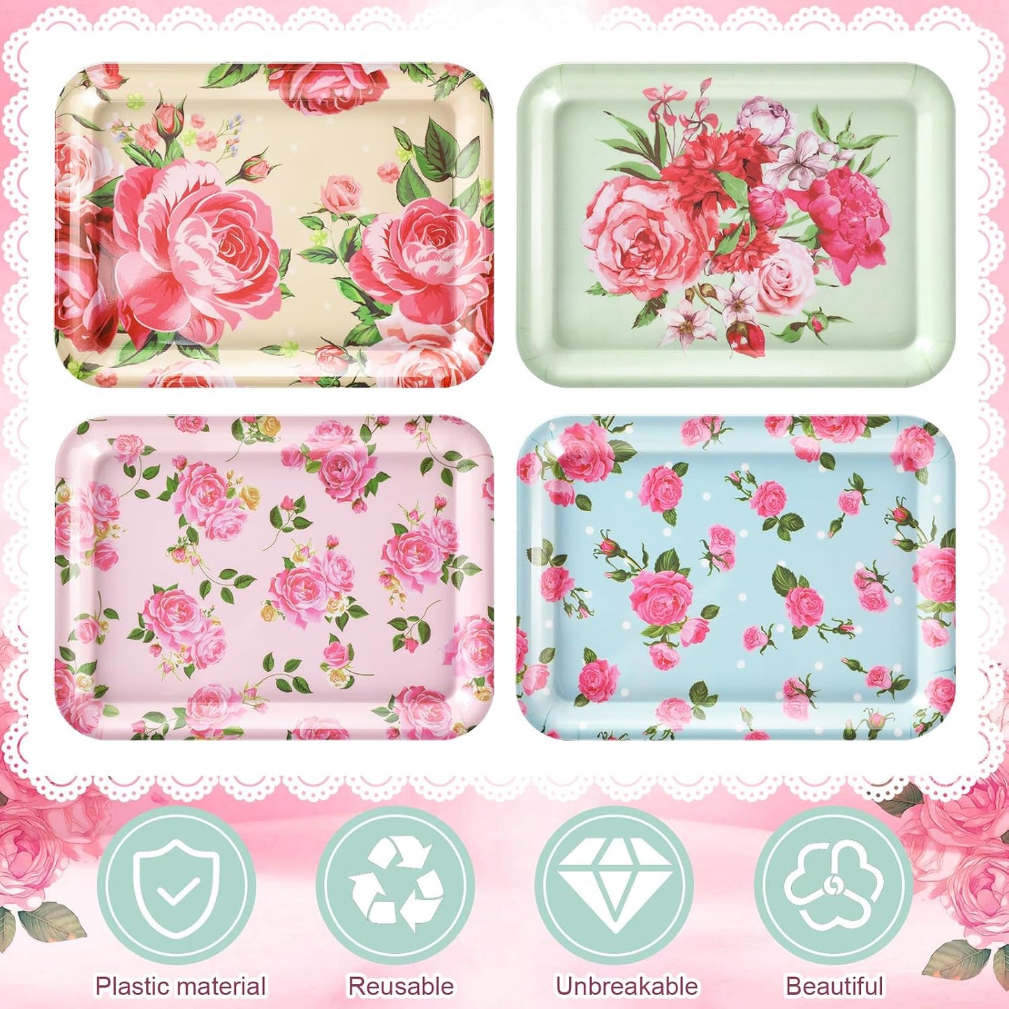 4 Pieces Basketball Serving Trays - Sports Melamine Platters Reusable Rectangle Party Trays for Basketball Sports Theme Party Food Dessert Serving Supplies, 13 x 9.7 inch