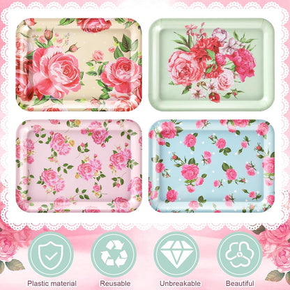 4 Pieces Basketball Serving Trays - Sports Melamine Platters Reusable Rectangle Party Trays for Basketball Sports Theme Party Food Dessert Serving Supplies, 13 x 9.7 inch