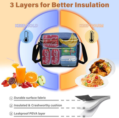 Tirrinia Insulated Lunch Box for Men/Women, Leakproof Lunch Bag for School Work, Large Lunch Tote Kids Boys Girls Student Back to School, Soft Cooler Office Picnic Beach Camping for Adults, Charcoal