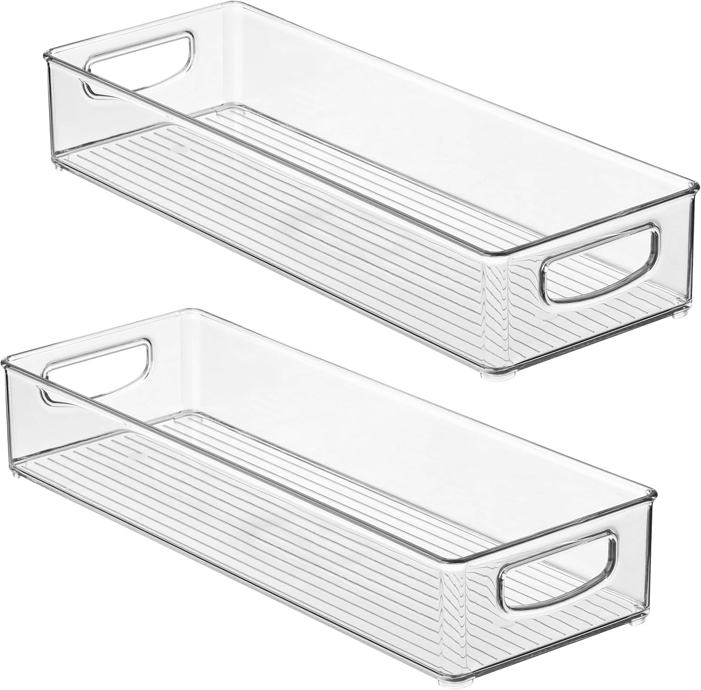 iDesign Slim Extra Long Clear Storage Bin, Narrow Stackable Organizer for Kitchen or Pantry