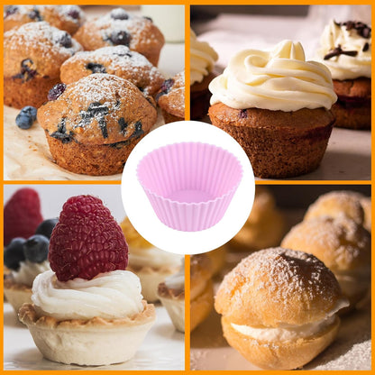 6 pack Silicone Baking Cups, Reusable Muffin Liners Non-Stick Cup, Cake Molds Set,Cupcake Silicone Liner Cupcake Holder,Bpa Free (navy blue)