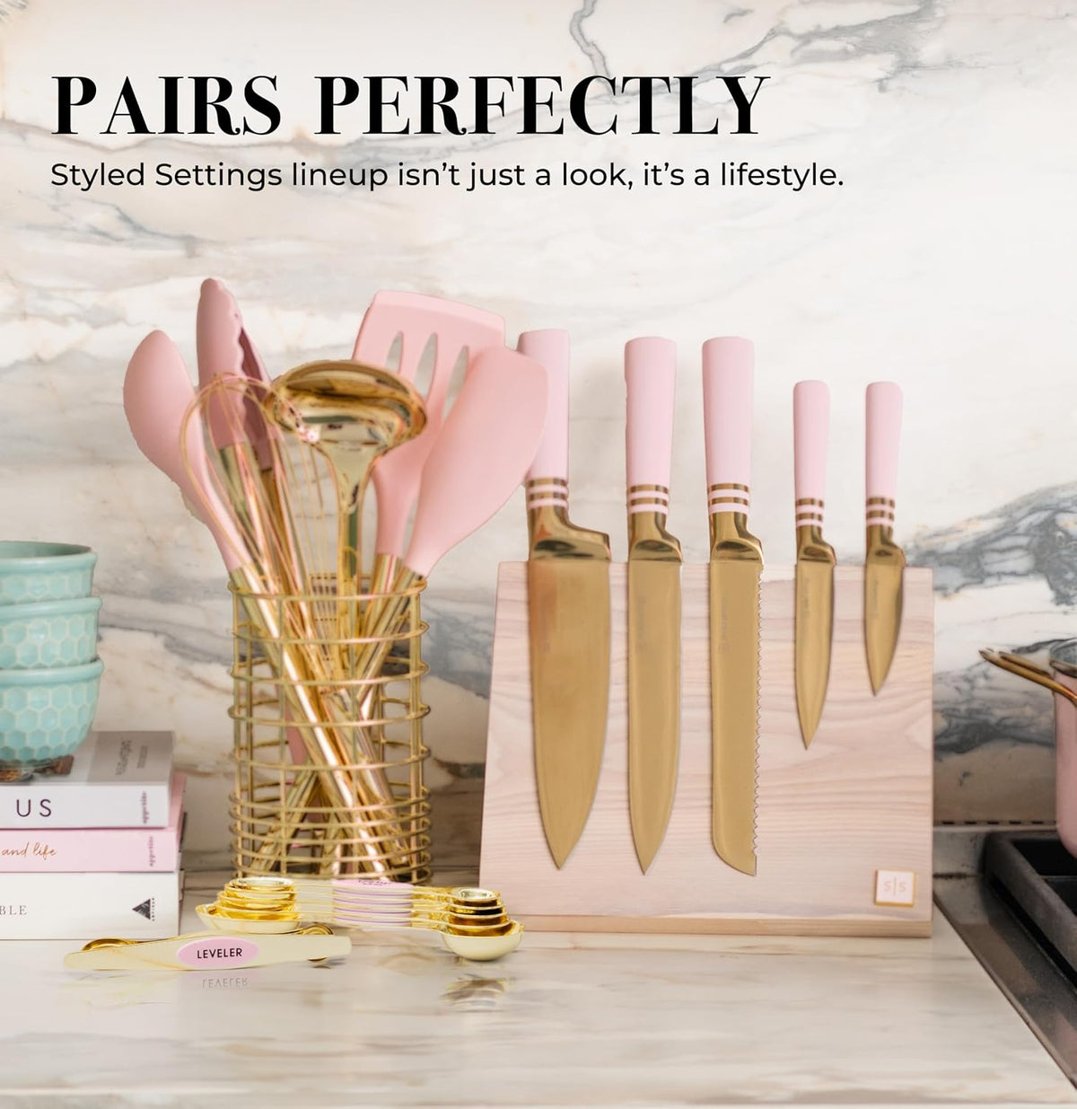 Styled Settings Magnetic Measuring Spoons Set, Gold