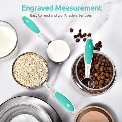 U-Taste 12 Piece Measuring Cups and Spoons Set in 18/8 Stainless Steel : 7 Measuring Cups & 5 Measuring Spoons