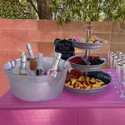 3 PCS 15.3 x 9 x 6 inches Black Metal Galvanized Tub with Handles, 3 Gallon Galvanized Beverage Tubs for Parties, Large Metal Drink Ice Buckets for Beer, Wine, Cocktails & Outdoor Events