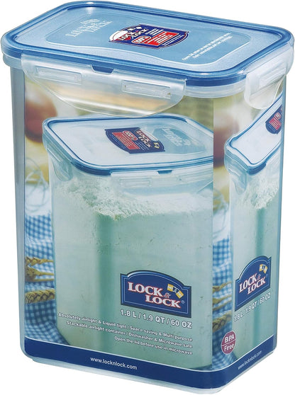 Lock & Lock Easy Essentials Food Storage Bin Set for Pasta, Flour, Sugar/Airtight Container Lids/BPA-Free/Dishwasher Safe, 8 Piece - Clear