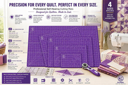 KC GLOBAL A3 (19"x13") Professional Grade Self-Healing Cutting Mat (Purple) - Odor-Free, Double-Sided, Eco-Friendly, Non-Slip, Premium Desk mat for DIY, Crafting, Model Building,and Art Projects
