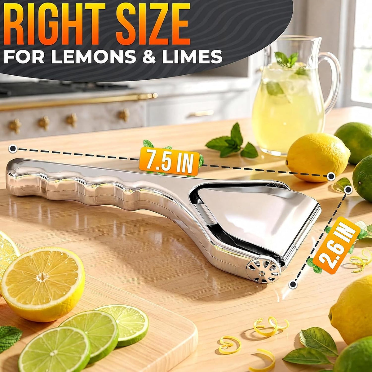Fold Flat Lemon Squeezer Stainless Steel, Heavy Duty Citrus Juicer