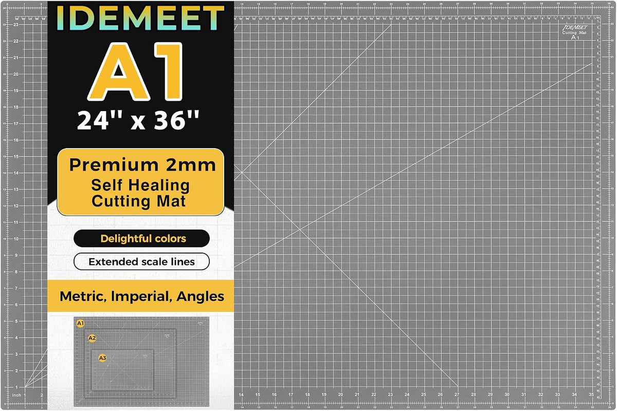 Self Healing Cutting Mat 18" x 12", A3 Double-Sided for Quilting & Sewing, Non-slip, 5-Ply Rotary Cutting Mat for Crafts Cutting Fabric Scrapbooking, and Small Modeling Projects, Anthracite Gray