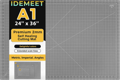 Self Healing Cutting Mat 18" x 12", A3 Double-Sided for Quilting & Sewing, Non-slip, 5-Ply Rotary Cutting Mat for Crafts Cutting Fabric Scrapbooking, and Small Modeling Projects, Anthracite Gray