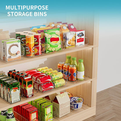 Ettori Set of 6 Clear Plastic Storage Bins - The Ultimate Pantry Organizers and Storage Solution for Kitchen, Cabinet, and Refrigerator Organization