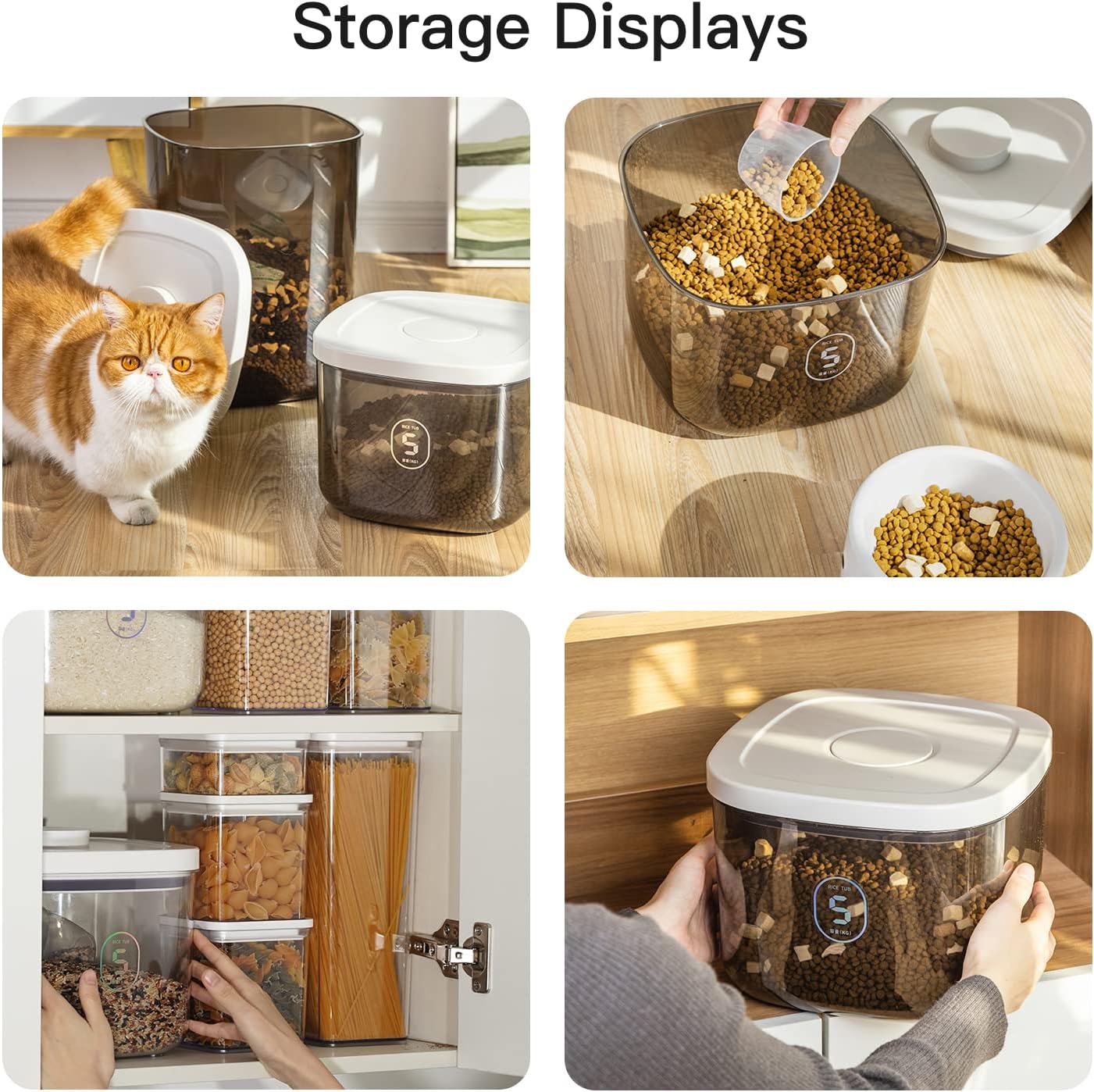 20-25 lbs Rice Dispenser,10.5 Qt/10 L/22-25 lbs Rice Container Storage with Measuring Cup & Brush Food Cereal Container Bins Household for Kitchen Pantry Organization (AY-10KG-WHITE)