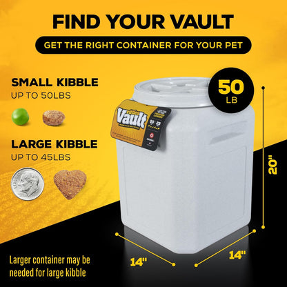 Vittles Vault Traditional Pet Food Storage Container For Dog Kibbles/Bird Seed/Oatmeal/Rice/Flour/Cereal, BPA Free Plastic, Sealed Airtight For Cat Food, Up To 30 lb, Made in USA, With Scoop, Gray