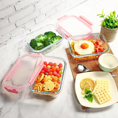 Glass Food Storage Containers 10 Pack - 22Oz Meal Prep Container Set with Lid, Airtight Snap Lock, Microwave Freezer Oven Dishwasher Safe, Lunch Box for Work, Grey