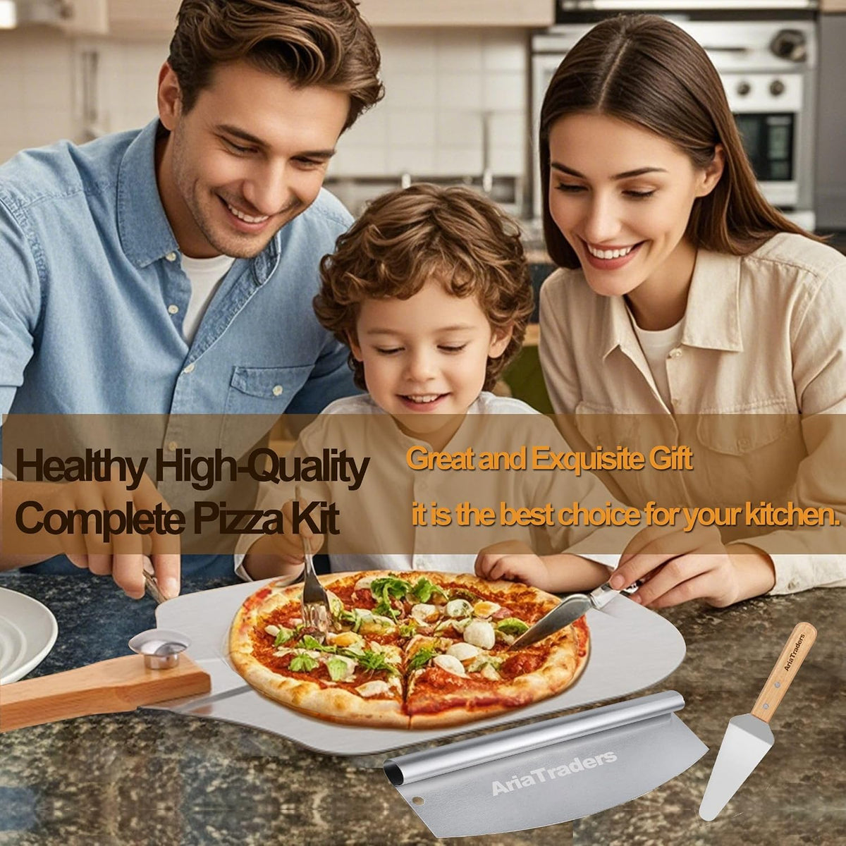 Aluminum Metal Pizza Peel 16 Inch, Extra Large Pizza Paddle 14"X16" with 14’’ Rocker Pizza Cutter, Pizza Server & Storage Bag, Foldable Wooden Handle Pizza Spatula Paddle for Indoor & Outdoor Ovens