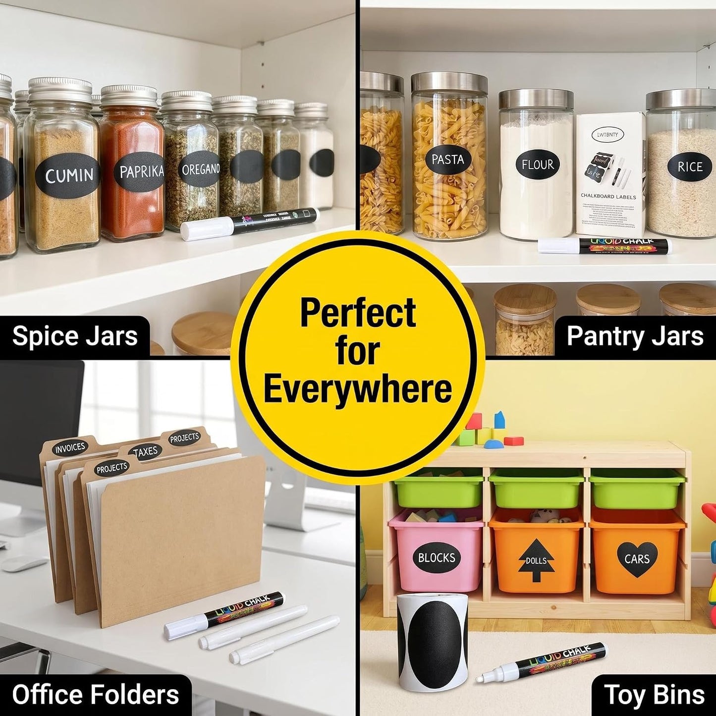 Blackboard Labels - 185 Waterproof Reusable Blackboard Stickers with 3 Liquid Chalk for Mason Jars, Party Decor, Craft Rooms, Weddings, Storage。