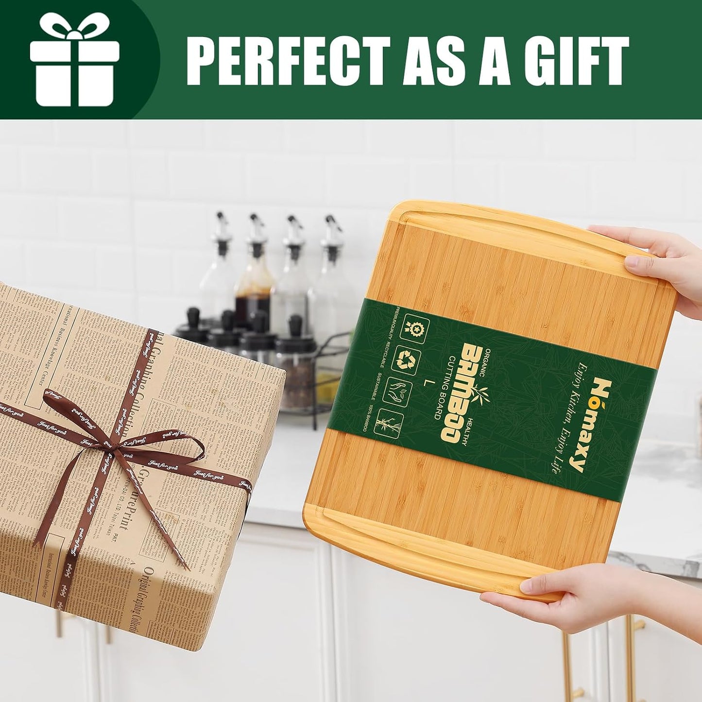 Homaxy Extra Large Bamboo Cutting Boards for Kitchen, 18x12.5" Wood XL Cutting Board with Juice Groove, Butcher Block Wooden Chopping Board for Kitchen, Meat, Cheese, Fruit & Vegetables - Pre Oiled