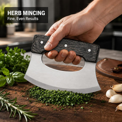 Handmade Ulu Knife Pizza Cutter Mezzaluna Knife