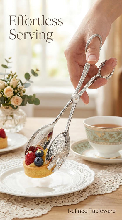 Salad Tongs, Zinc Alloy Kitchen Tongs, Bread Clips with Scissor Handles for Buffet, Appetizers, Party, Serving Food, Cooking