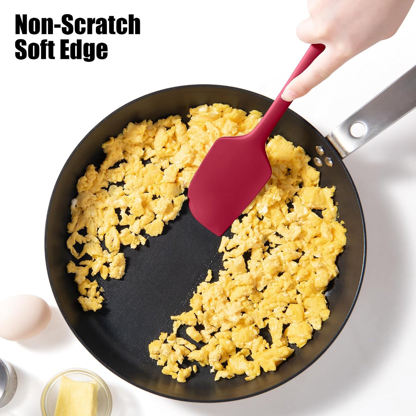 2-Piece Silicone Scraper & Spoon Spatulas: Doosu 600°F Heat Resistant Food Grade BPA Free Rubber Baking Flat Spatula Kitchen Cooking Spoonula for Mixing Scraping Folding Stirring Serving (Aqua Sky)