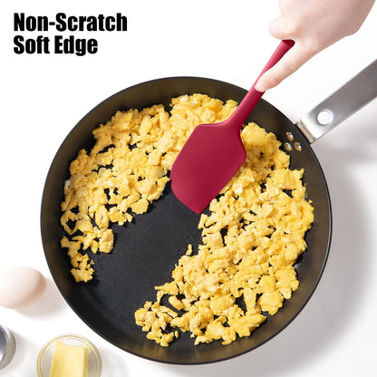 2-Piece Silicone Scraper & Spoon Spatulas: Doosu 600°F Heat Resistant Food Grade BPA Free Rubber Baking Flat Spatula Kitchen Cooking Spoonula for Mixing Scraping Folding Stirring Serving (Aqua Sky)