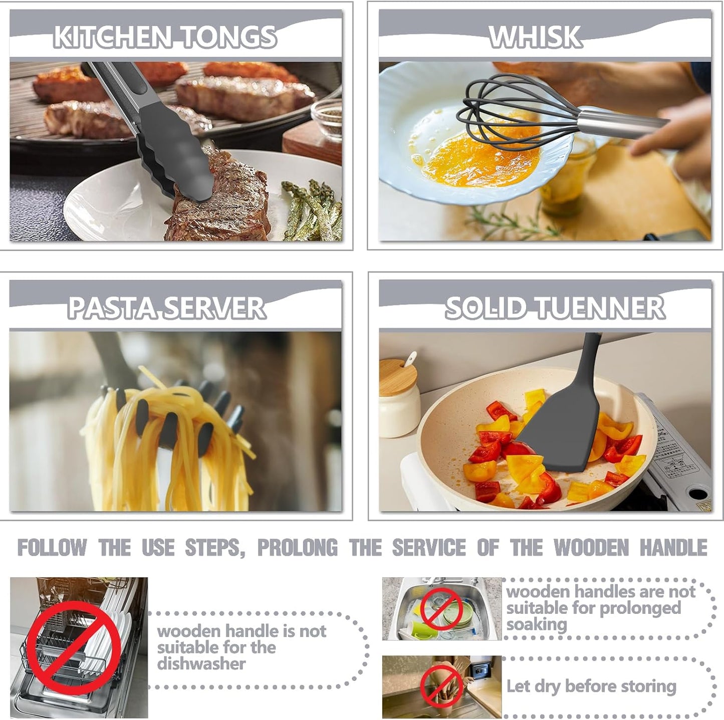 Umite Chef Food Grade Thickened Silicone (Stainless Steel Core) Kitchen Gadgets Tools Set - Kitchen Cooking Utensils Set, Heat Resistant Kitchen Spatula Tools Set