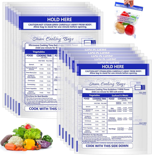 Microwave Steam Bags for Cooking 12 Medium and 12 Large Sizes
