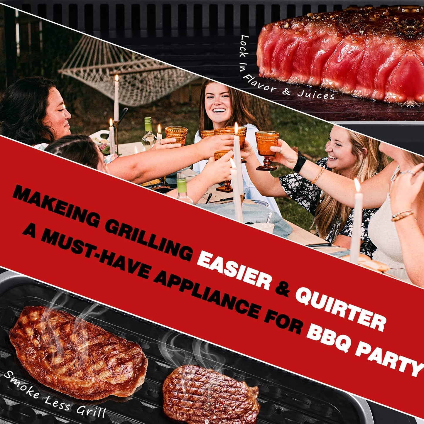 Techwood Indoor Grill Smokeless Grill, Electric Korean BBQ Grill with Glass Lid, Turbo Smoke Extractor Technology, Dishwasher-Safe Drip Tray & Nonstick Grilling Removable Plate, Black, 1500W
