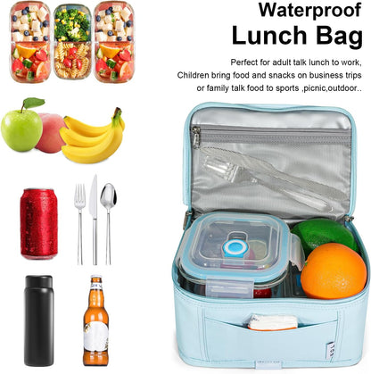 NOL Mini Insulated Lunch Bag for Women Men Kids | Small Leakproof Reusable Lunch Tote | Fits 6 Cans 330ml | Thermal Cooler for Work School Picnic Camping, Navy blue
