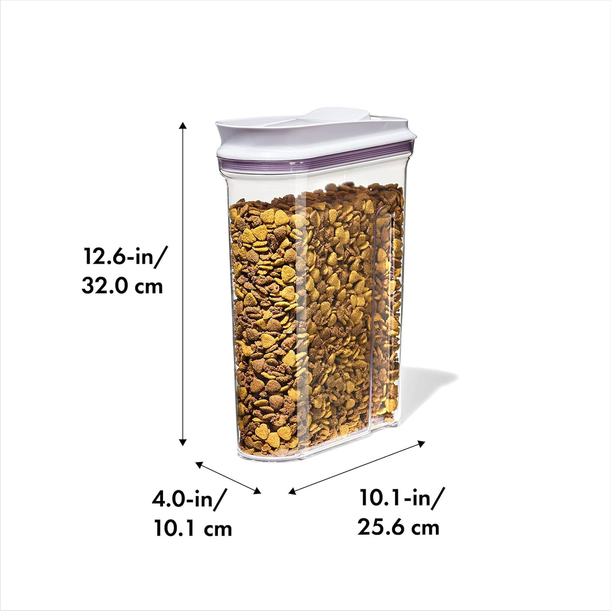 OXO Good Grips Pet POP Container – 6.0 Qt/5.7 L with Half Scoop, Ideal for up to 6.5lbs of Dog Food or 4.5lbs of Cat Food, Airtight Dog and Cat Food Storage Container, BPA Free, Clear