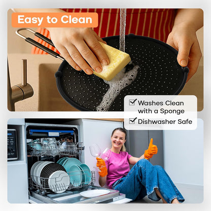 13-Inch Splatter Screen for Frying Pan - Silicone Grease Splatter Guard for 12"-13" Panss - |USA Brand|, Black | oven safe