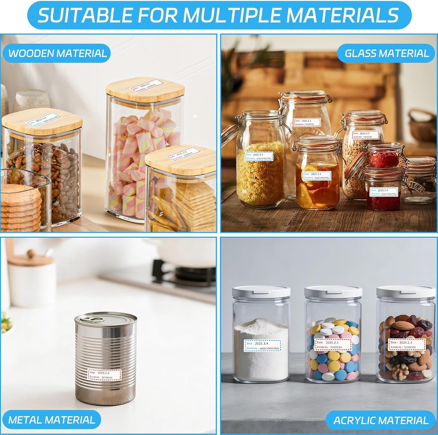 1000 Pcs Removable Freezer Labels with Perforation Line, 1x3 Inch Waterproof Oil Resistant Food Storage Stickers, No Residue Easy Peel Date Content Labels for Kitchen Containers, Jars, Restaurants
