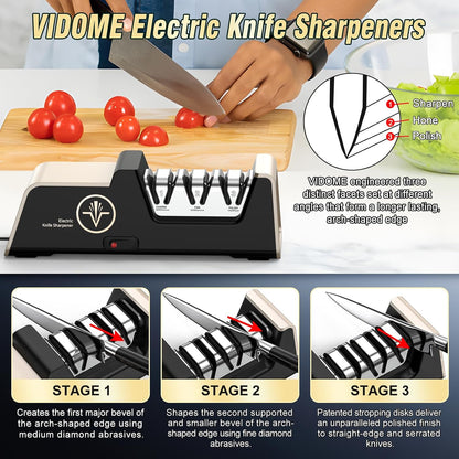 VIDOME Professional 3-Stage Electric Knife Sharpener