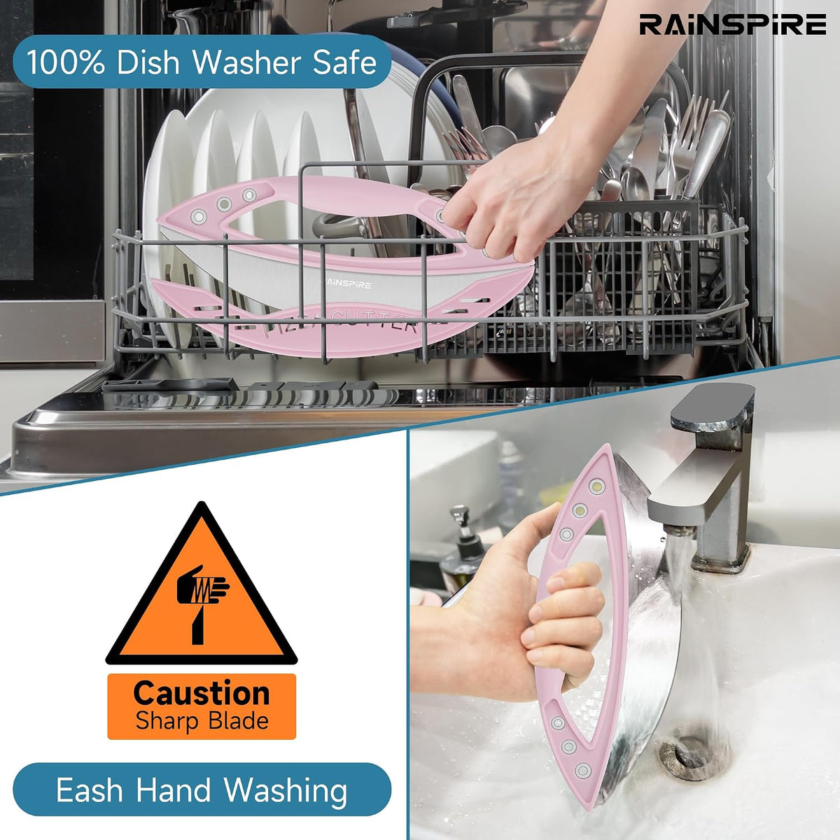 Rainspire 12" Pizza Cutter Rocker Blade Stainless Steel Pizza Rocker with Cover Sharp Blade Pizza Knife Dishwasher Safe Kitchen Gadgets Home Essentials, Black