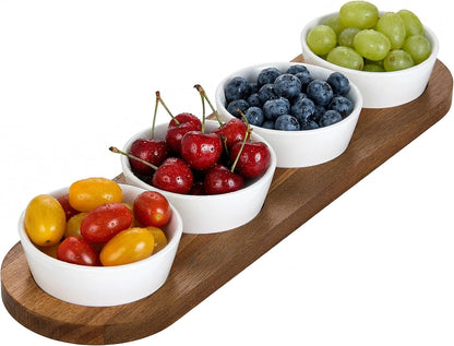 6oz White Ceramic Chips and Dip Serving Platter For Olive Cracker Tray,Small 4Inch Bowls Cranberry Sauce Relish Dish for Appetizer,Side Dishes,Cheese ball,Dipping,Dessert,Salsa,Tapas