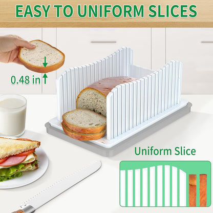 CAWIU Bread Slicer for Homemade Bread, Adjustable Width Bread Slicing Guide