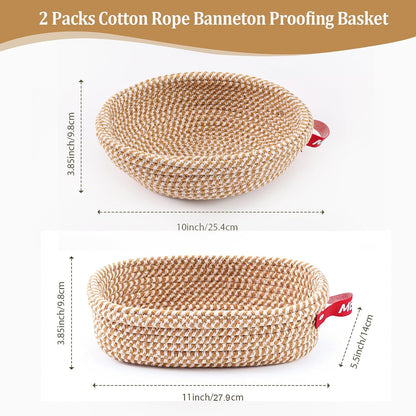 10"Round and 11"Oval Banneton Proofing Baskets with Liners & Covers 2 Pack