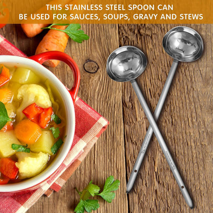 meekoo Stainless Steel Ladles Soup with Long Handle, 6oz