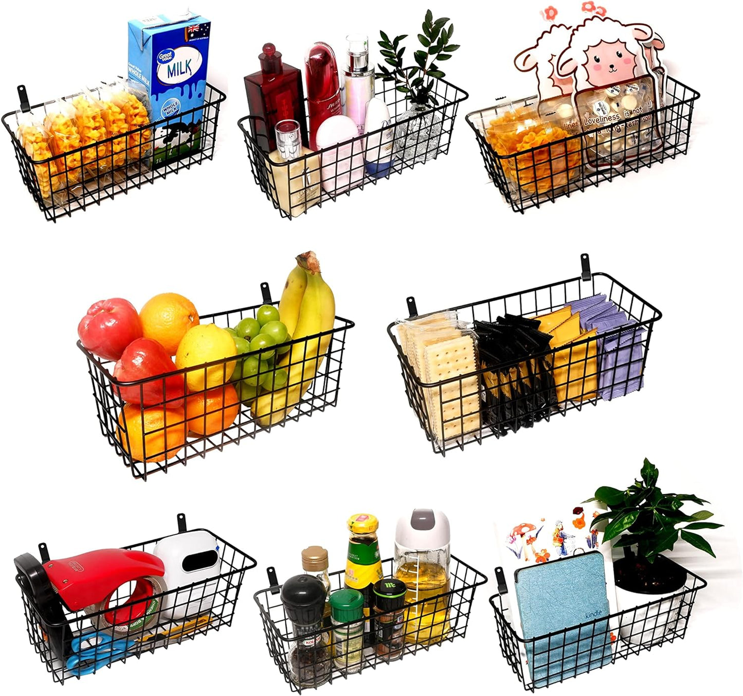 Joben Oligey 3 Set [Extra Large] Hanging Wall Wire Baskets, Farmhouse Food Storage Kitchen Pantry Laundry Closet Garage RV, White