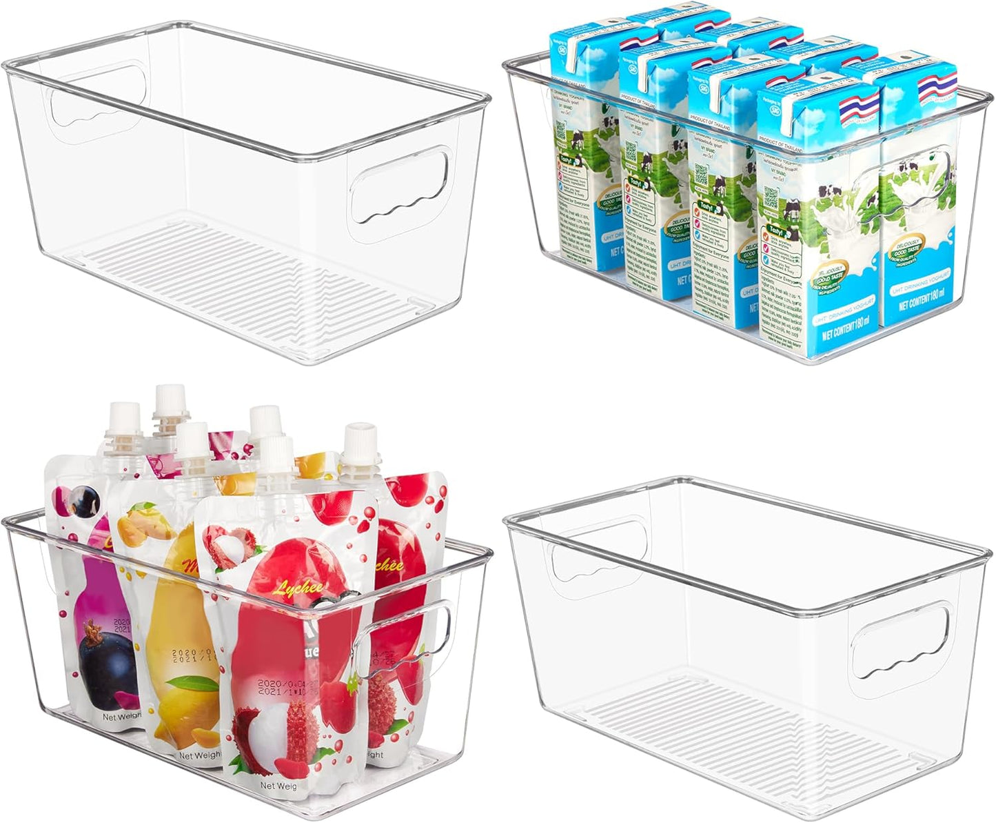 YIHONG Clear Pantry Storage Organizer Bins, 10 Pack Plastic Food Storage Bins with Handle for Kitchen,Refrigerator, Freezer,Cabinet Organization and Storage