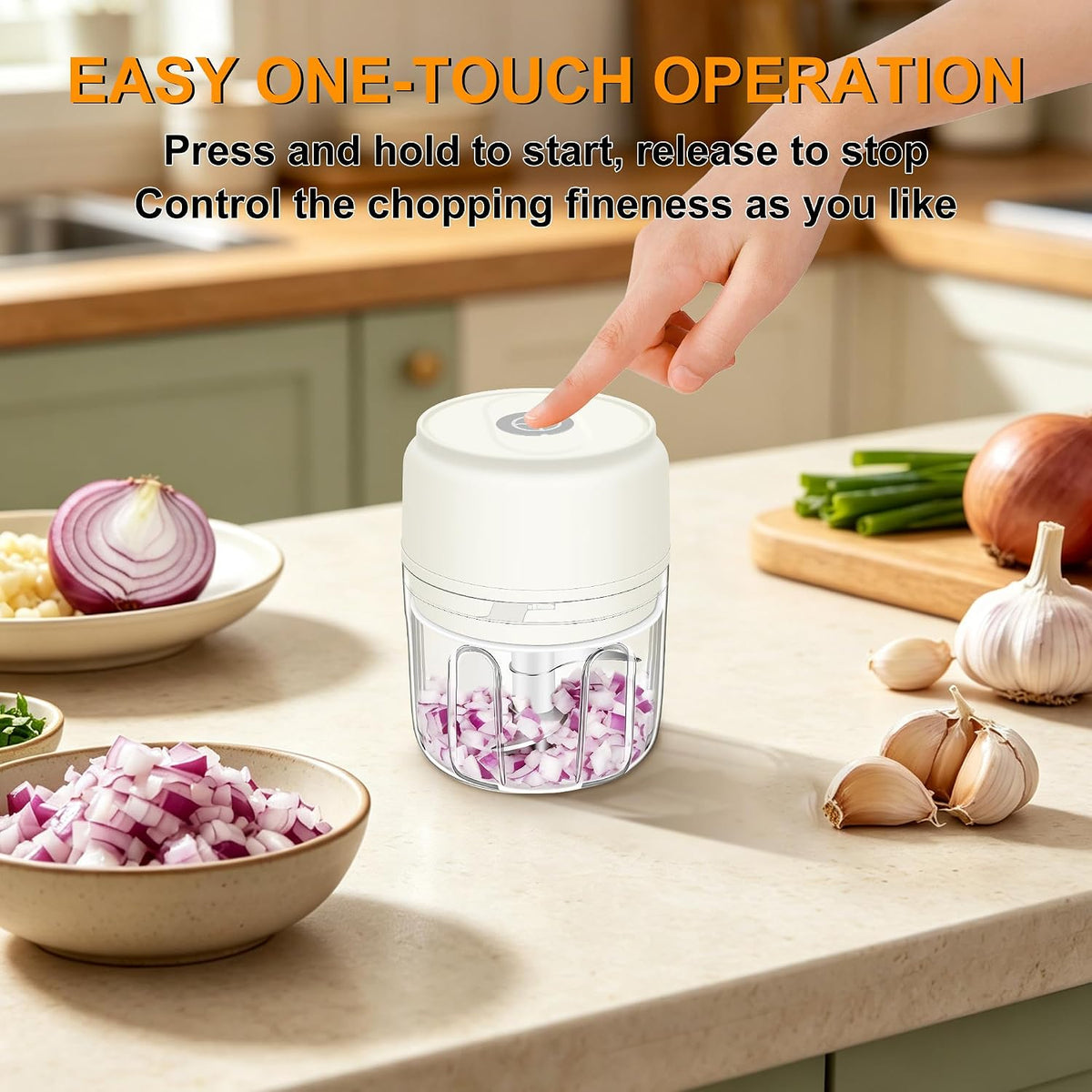 Garlic Chopper, 250ML Garlic Mincer, Electric Mini Food Processor
