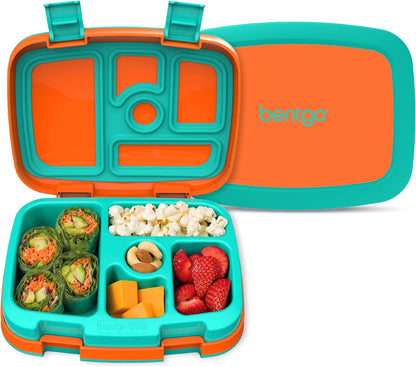 Bentgo Kids Bento-Style 5-Compartment Leak-Proof Lunch Box - Ideal Portion Sizes for Ages 3 to 7 - Durable, Drop-Proof, Dishwasher Safe, PFAS & BPA-Free & Made with Food-Safe Materials (Purple)