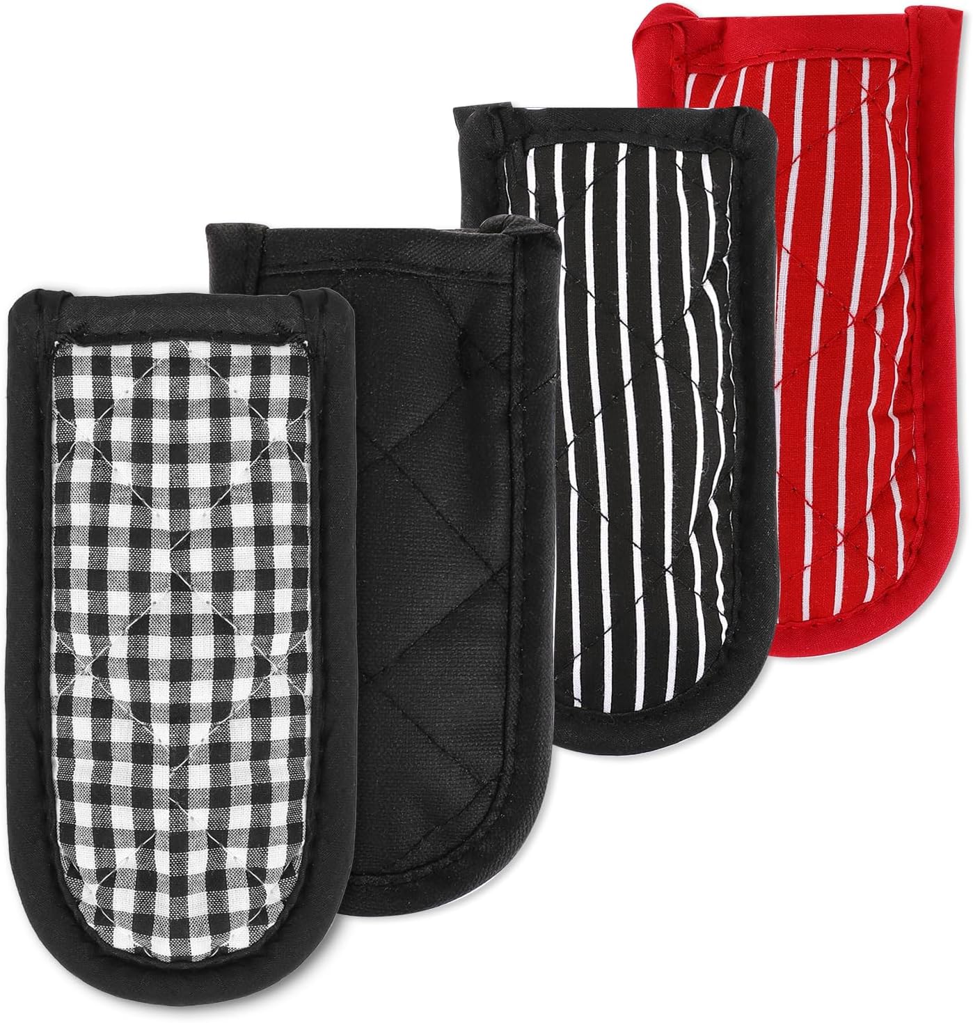 4 Pieces Hot Handle Covers Heat Resistant Pot Sleeve Grip Cotton Cast Iron Skillet Handle Covers Non-Slip Machine Washable Handle Mitts for Baking Cooking BBQ Kitchen Cookwares