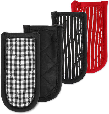 4 Pieces Hot Handle Covers Heat Resistant Pot Sleeve Grip Cotton Cast Iron Skillet Handle Covers Non-Slip Machine Washable Handle Mitts for Baking Cooking BBQ Kitchen Cookwares