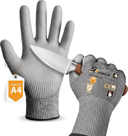 Schwer 12 Pairs A4/A5/A6 Cut Resistant Gloves, Non PFAS CR3088, L