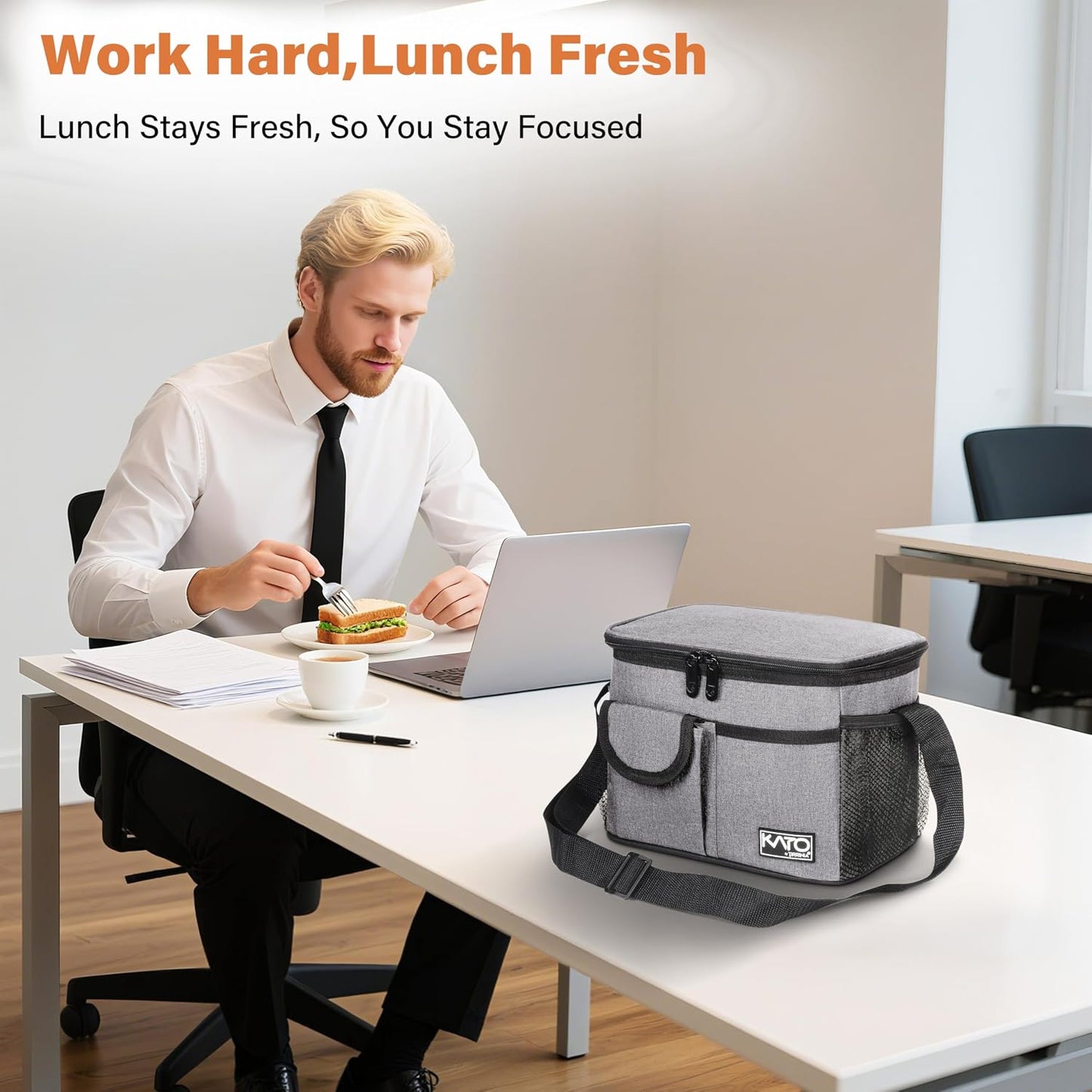 Tirrinia Insulated Lunch Bag for Women Men, Leakproof Lunch Box Containers for Adult, Work, School, Soft Lunchbox for Kids,Boys, Adult Cooler Bag for Picnic Hiking Beach,Charcoal