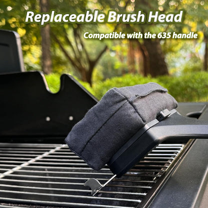 Grill Brush for Outdoor Grill, Steam Grill Cleaner Bristle Free with Scraper, Replaceable Cleaning Head & Heat-Resistant Handle, Grilling Gift for Dad, Men - Black